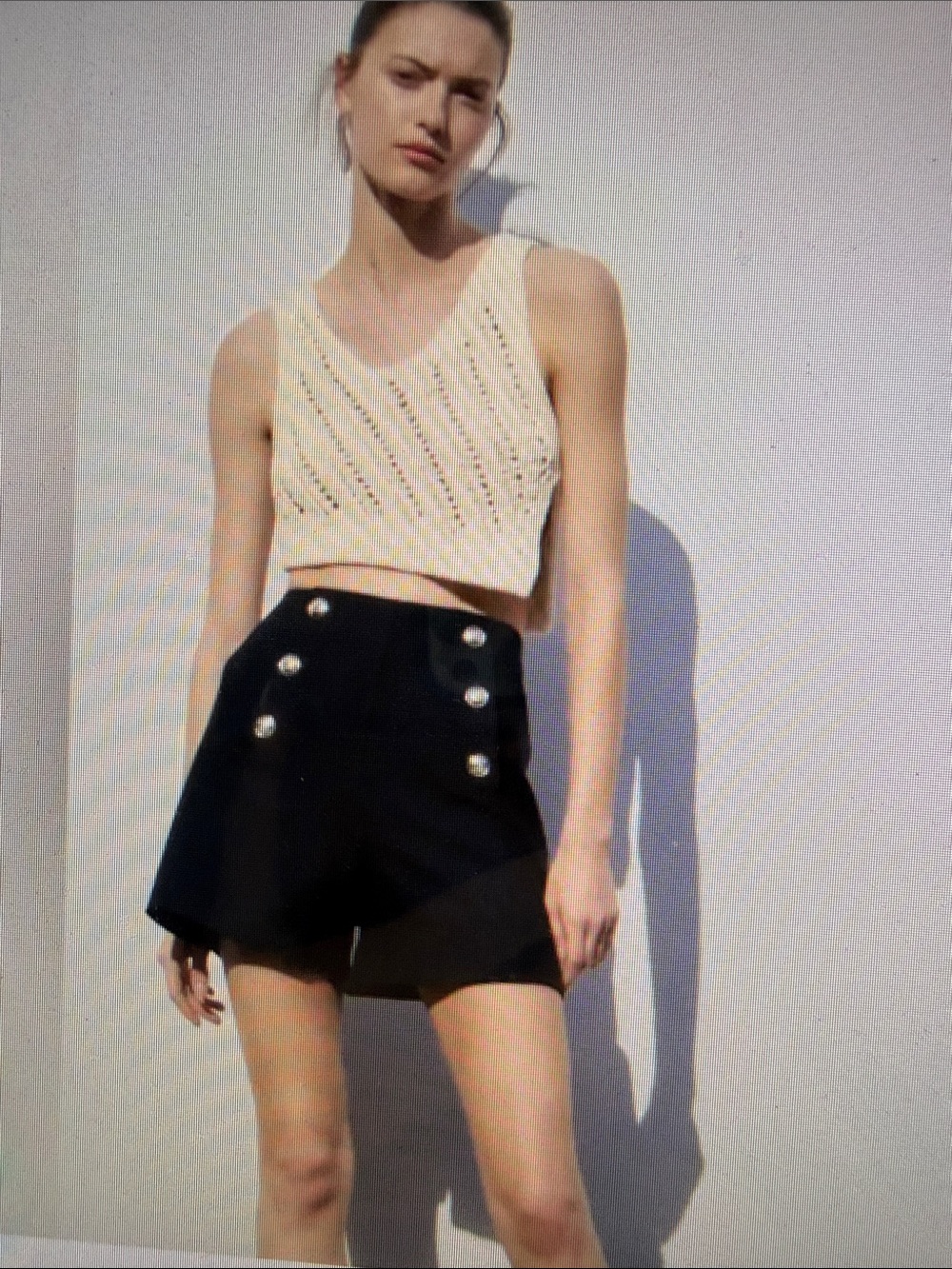 NWT Zara Black High-Waist Sailor Gold Button Hottie SHORTS Nautical Fun Summer S - Picture 3 of 16